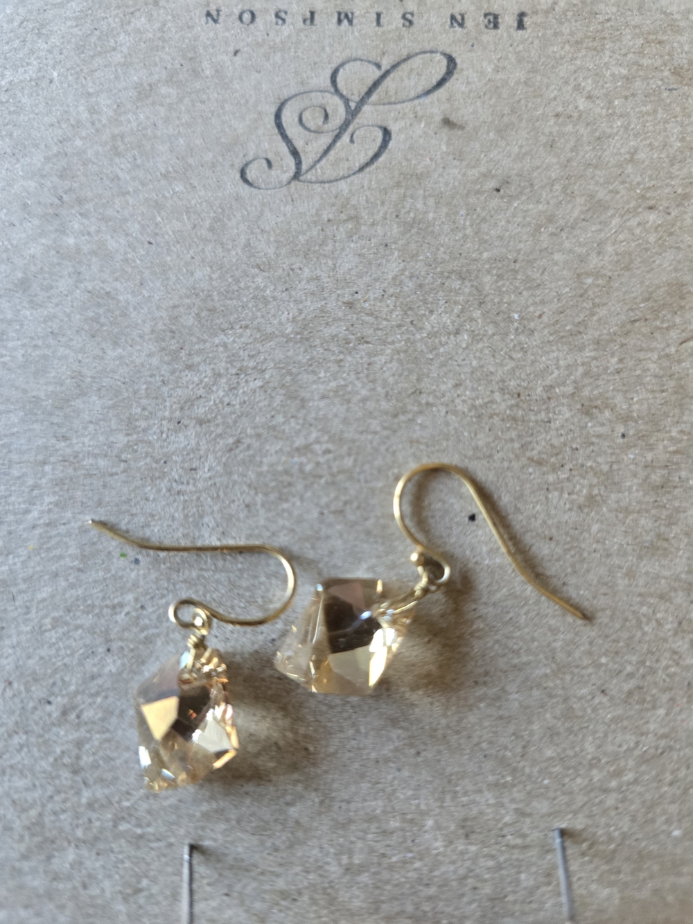 Gold Crystal Drop Earrings - Elegant Womens Jewelry - Picture 2 of 2